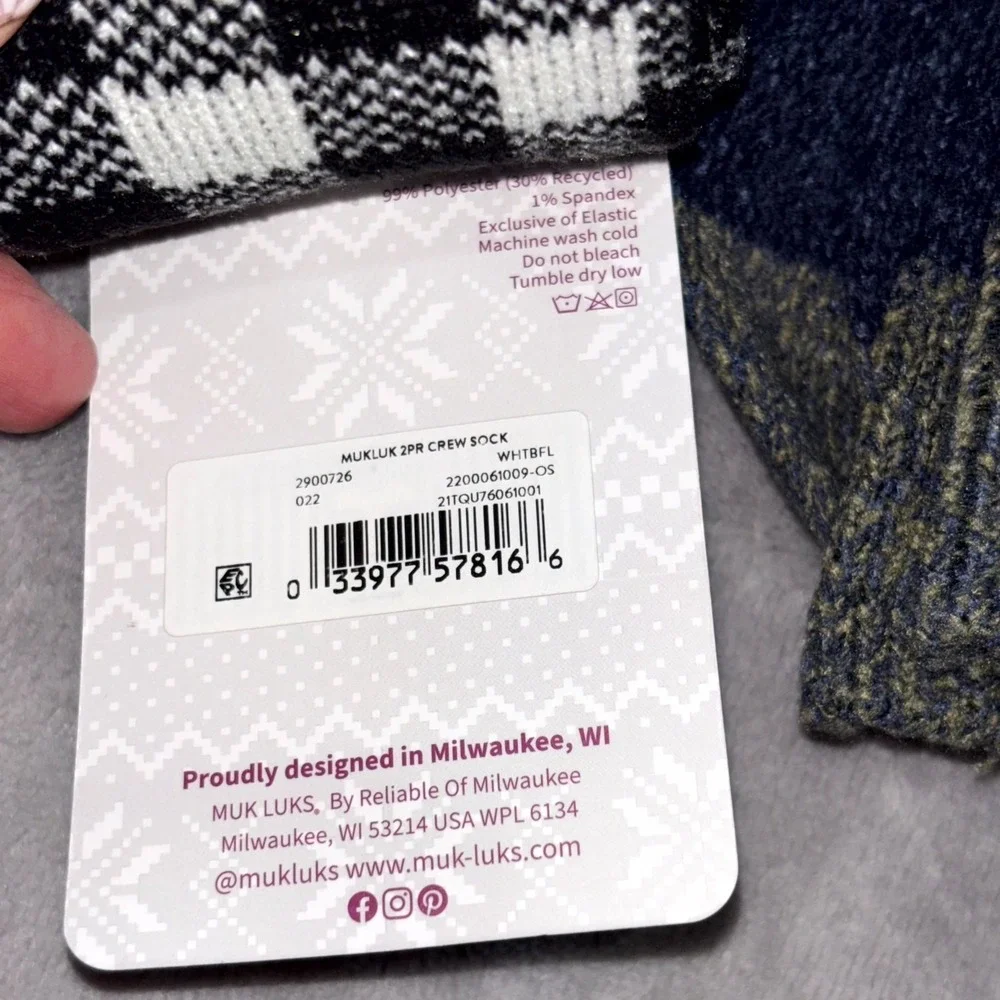 Muk Luks Cozy Up Your Life Crew Height Socks‎ Womens OS (6-11) Plaid 4 Pair Pack